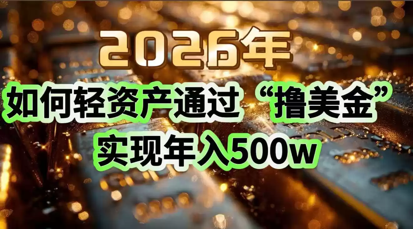 2026年如何轻资产通过“撸美金”实现年入500w-鑫梵淘