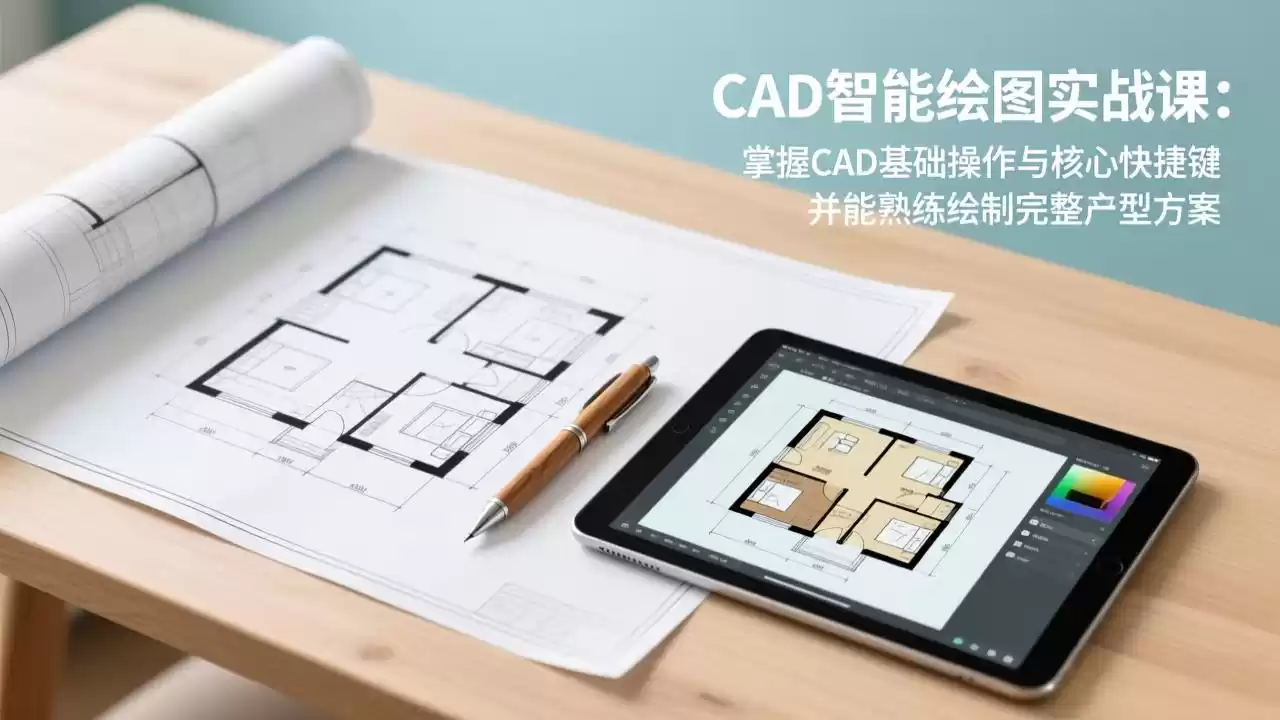 CAD智能绘图实战课：掌握CAD基础操作与核心快捷键，并能熟练绘制完整户型方案-鑫梵淘