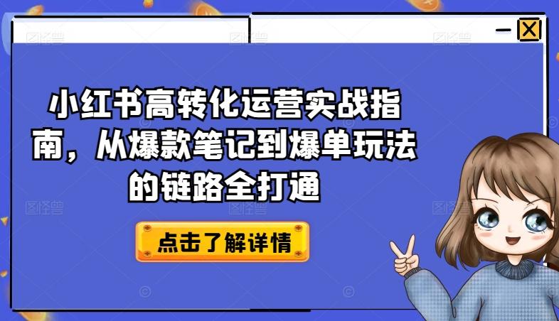 小红书高转化运营实战指南，从爆款笔记到爆单玩法的链路全打通-鑫梵淘