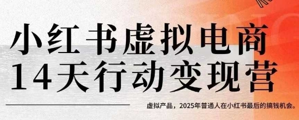 小红书虚拟电商14天变现训练营，虚拟产品，2025年普通人在小红书最后的搞钱机会-鑫梵淘