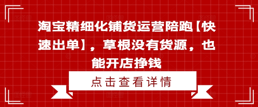 淘宝精细化铺货运营陪跑【快速出单】，草根没有货源，也能开店挣钱-鑫梵淘