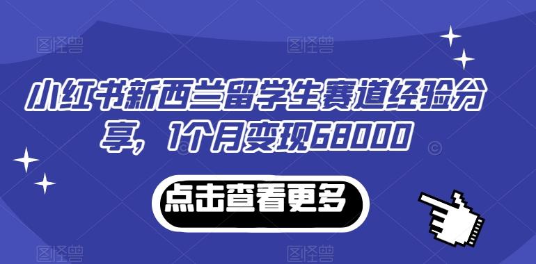 小红书新西兰留学生赛道经验分享，1个月变现68000【揭秘】-鑫梵淘