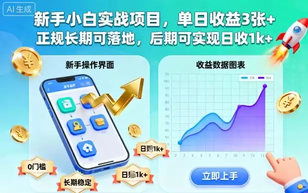 新手小白实战项目，单日收益3张+，正规长期可落地，后期可实现日收1k+【揭秘】-鑫梵淘