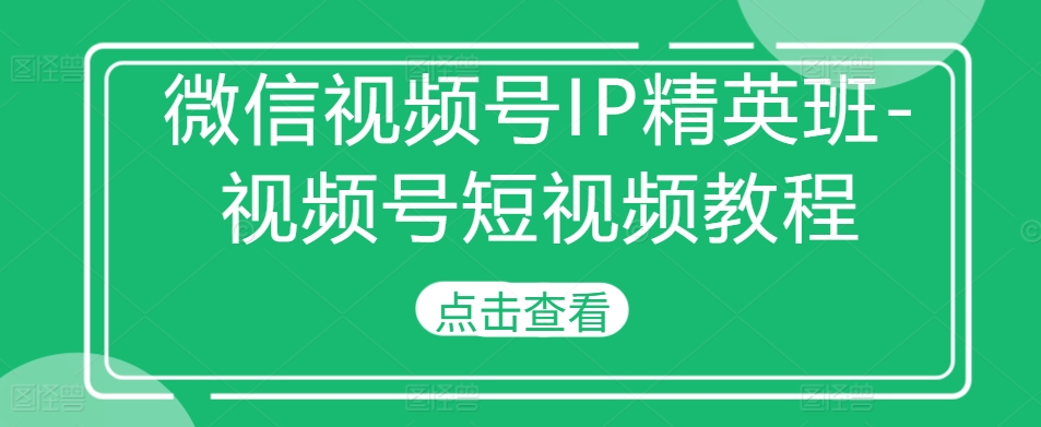 微信视频号IP精英班-视频号短视频教程-鑫梵淘