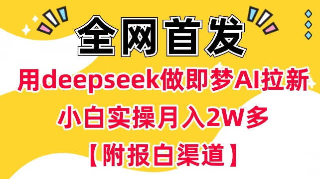 用deepseek做即梦Ai拉新 小白实操月入过W+【附报白渠道】-鑫梵淘