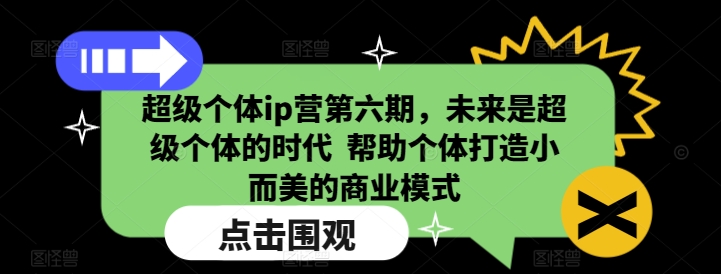 超级个体ip营第六期，未来是超级个体的时代  帮助个体打造小而美的商业模式-鑫梵淘