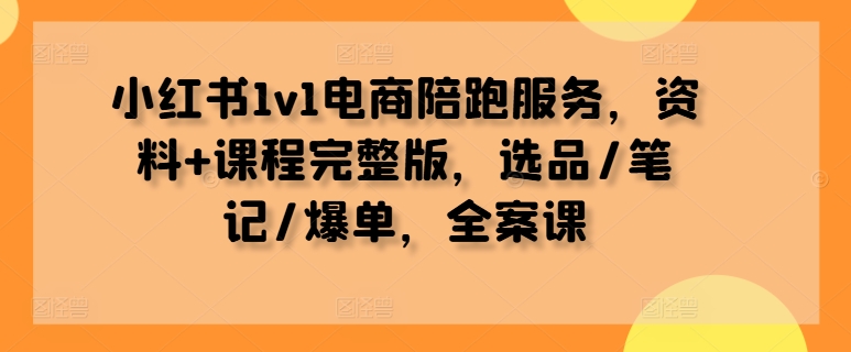 小红书1v1电商陪跑服务，资料+课程完整版，选品/笔记/爆单，全案课-鑫梵淘
