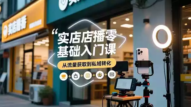 实体店播零基础入门课，实体店+短视频+直播+微信生态+私域社群，从流量获取到私域转化-鑫梵淘