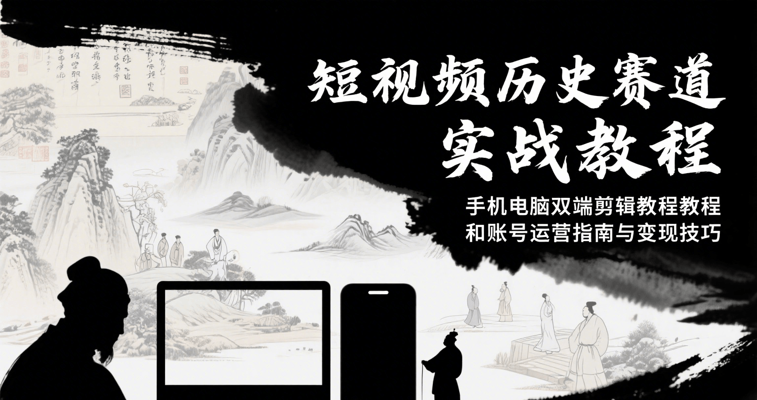 短视频历史赛道实战教程，手机电脑双端剪辑教程和账号运营指南与变现技巧-鑫梵淘