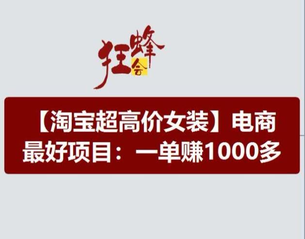 淘宝超高价女装项目，电商最好赛道，一单赚1000多-鑫梵淘
