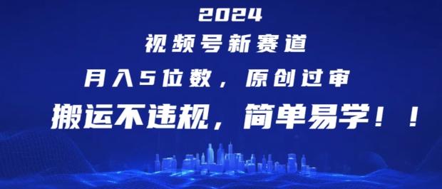 2024视频号新赛道，月入5位数+，原创过审，搬运不违规，简单易学【揭秘】-鑫趣淘