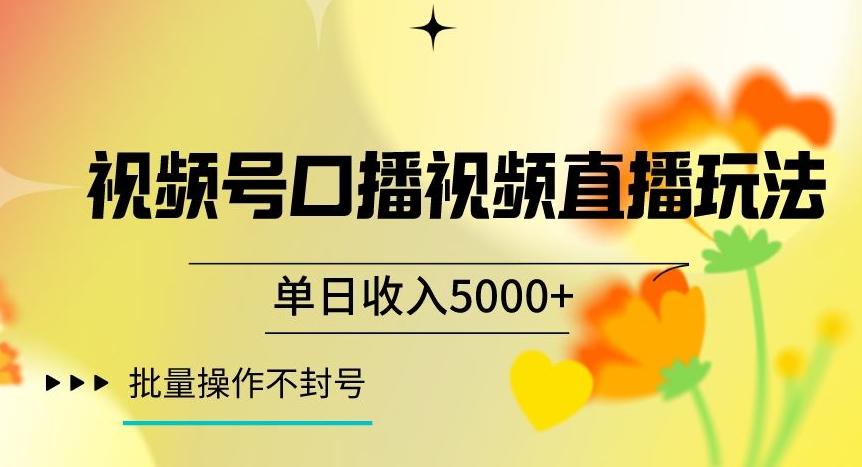 视频号囗播视频直播玩法，单日收入5000+，批量操作不封号【揭秘】-鑫梵淘