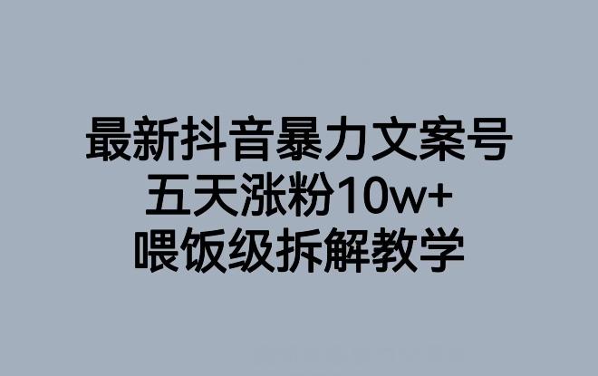 最新抖音暴力文案号，五天涨粉10w+，喂饭级拆解教学-鑫梵淘