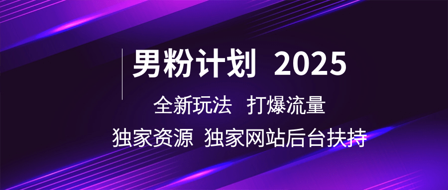 男粉计划2025 全新玩法打爆流量 独立网站 独立资源后台扶持-鑫梵淘