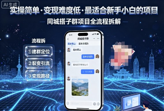 实操简单，变现难度低，最适合新手小白做的项目，每天轻松收入3张，同城搭子群项目全流程拆解-鑫梵淘