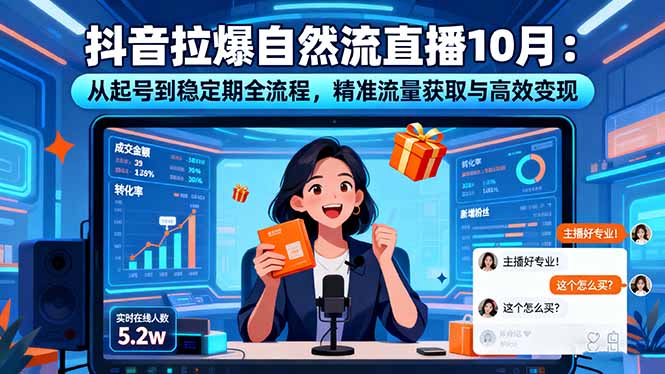 抖音拉爆自然流直播10月：从起号到稳定期全流程，精准流量获取与高效变现-鑫梵淘