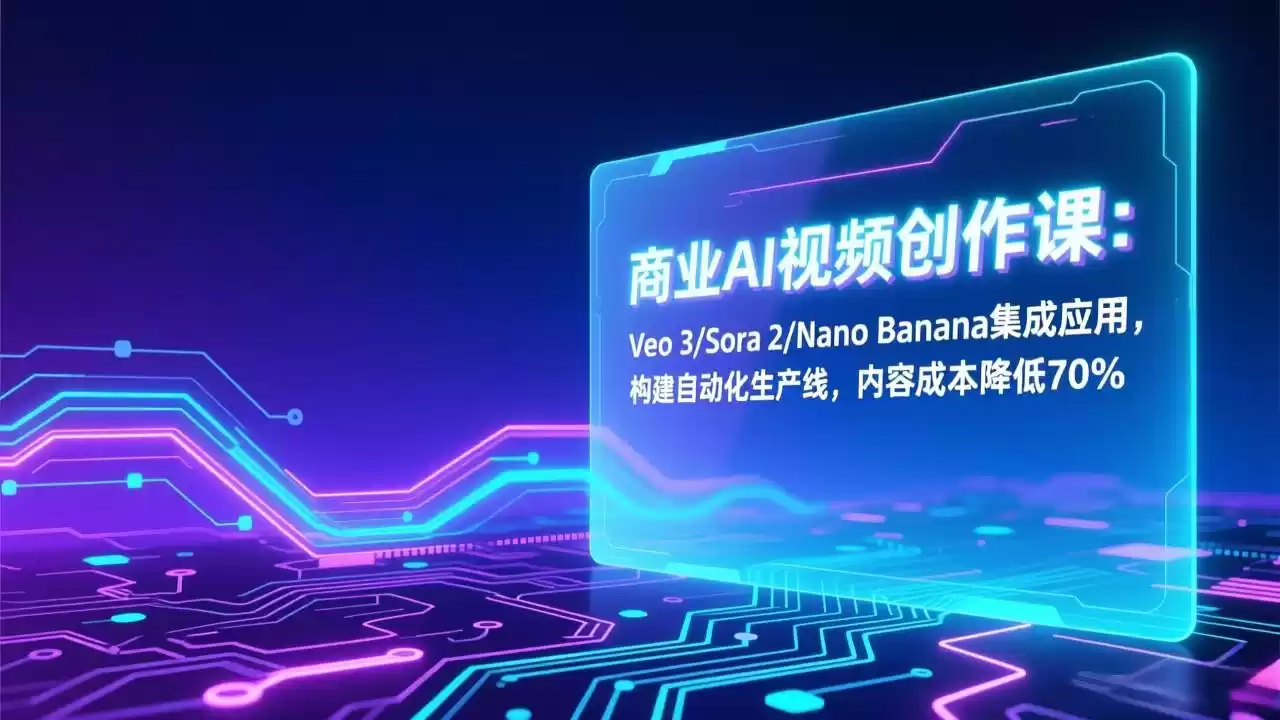 商业AI视频创作课：Veo 3/Sora 2/Nano Banana集成应用，构建自动化生产线，内容成本降低70%-鑫梵淘