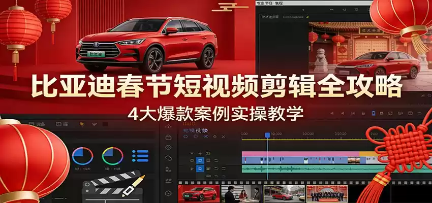 比亚迪春节短视频剪辑全攻略，4大爆款案例实操教学-鑫梵淘