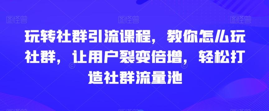 玩转社群引流课程，教你怎么玩社群，让用户裂变倍增，轻松打造社群流量池-鑫梵淘