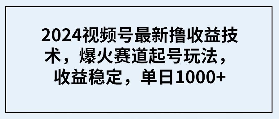 (9651期) 2024视频号最新撸收益技术，爆火赛道起号玩法，收益稳定，单日1000+-鑫梵淘