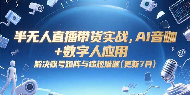 半无人直播带货实战，AI音咖+数字人应用 解决账号矩阵与违规难题(更新7月-鑫梵淘