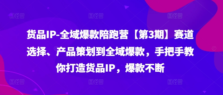 货品IP全域爆款陪跑营【第3期】赛道选择、产品策划到全域爆款，手把手教你打造货品IP，爆款不断-鑫梵淘
