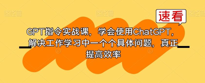GPT指令实战课，学会使用ChatGPT，解决工作学习中一个个具体问题，真正提高效率-鑫梵淘