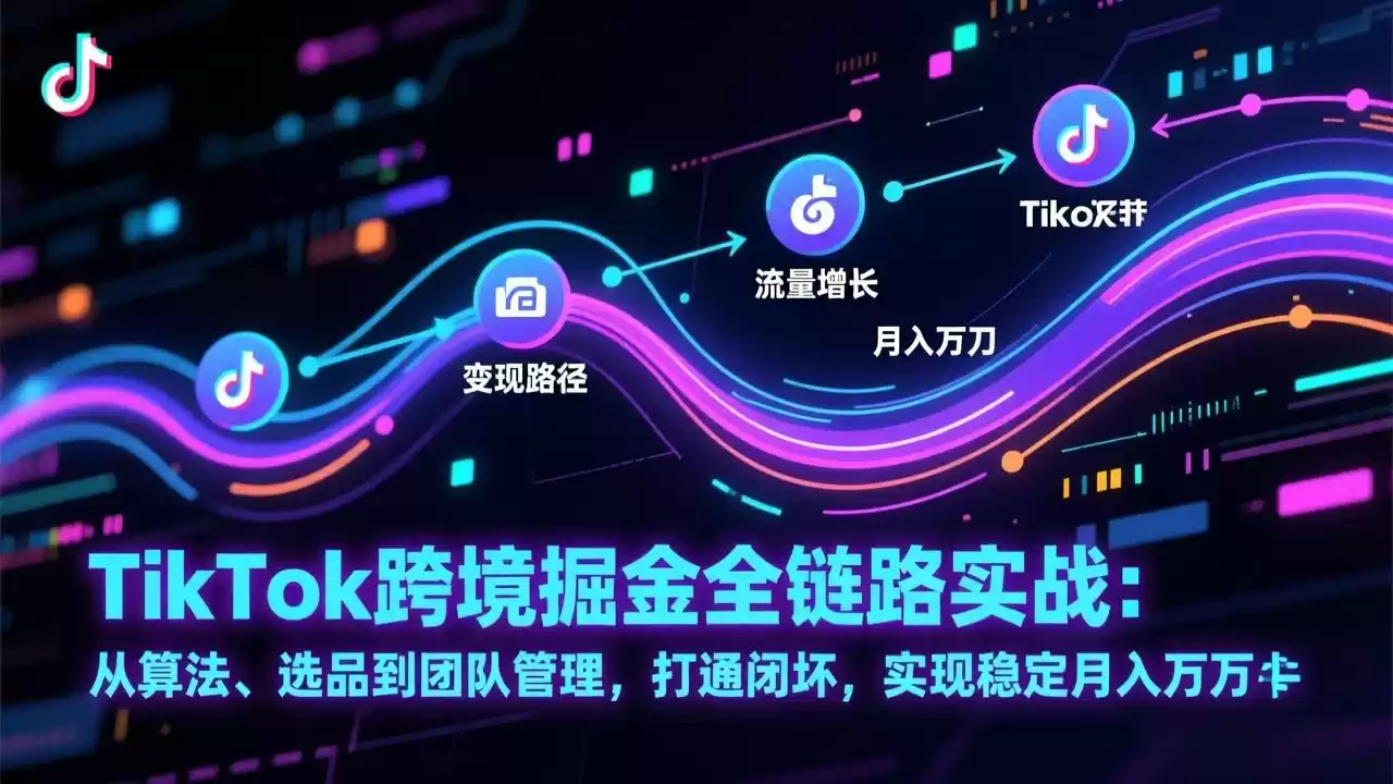 TikTok跨境掘金全链路实战：从算法、选品到团队管理，打通闭环，实现稳定月入万刀-鑫梵淘
