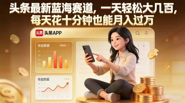 头条最新蓝海赛道，一天轻松大几张，每天花十分钟也能月入过1W【揭秘】-鑫梵淘