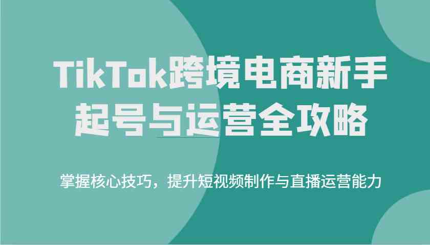 TikTok跨境电商新手起号与运营全攻略，掌握核心技巧，提升短视频制作与直播运营能力-鑫梵淘