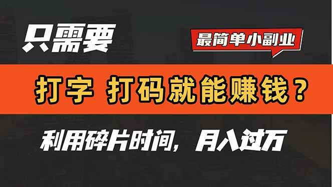 (14673期)只需要打字,打码,就能赚钱?简单的赚钱小副业,利用碎片时间,月入过万-鑫梵淘