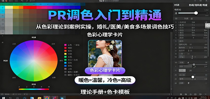 PR调色入门到精通：从色彩理论到案例实操，婚礼/医美/美食多场景调色技巧-鑫梵淘