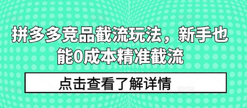 拼多多竞品截流玩法，新手也能0成本精准截流-鑫梵淘
