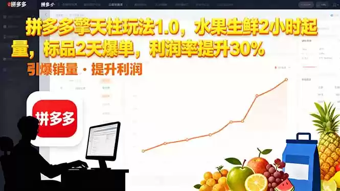 拼多多 擎天柱玩法1.0，水果生鲜2小时起量，标品2天爆单，利润率提升30%-鑫梵淘