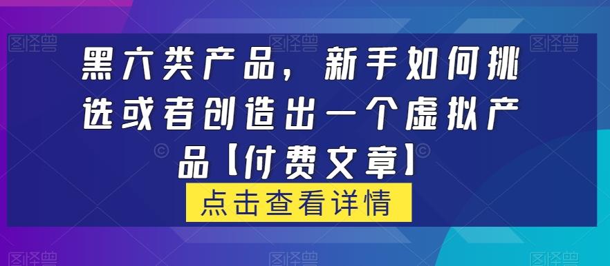 黑六类虚拟产品，新手如何挑选或者创造出一个虚拟产品【付费文章】-鑫梵淘