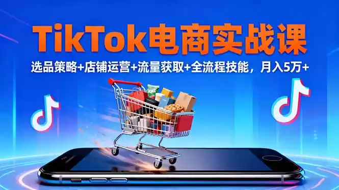 TikTok电商实战课10月，选品策略+店铺运营+流量获取+全流程技能，月入5万+-鑫梵淘