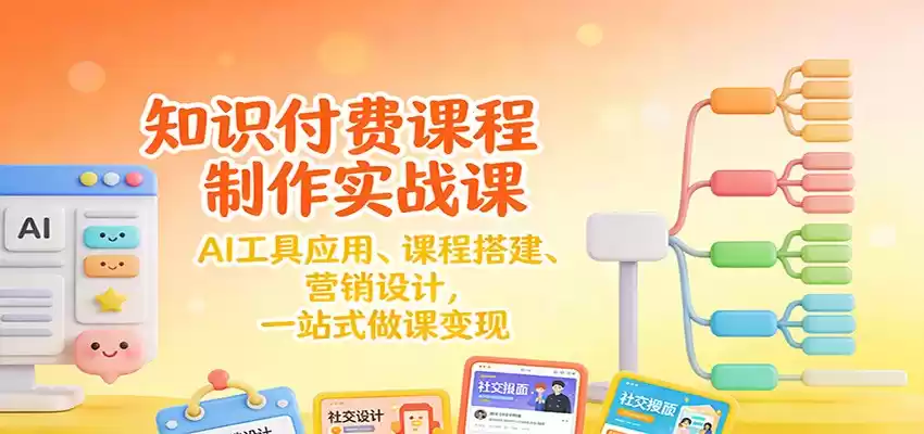 知识付费课程制作实战课：AI工具应用 、课程搭建、营销设计，一站式做课变现-鑫梵淘