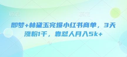 即梦+林黛玉完爆小红书商单，3天涨粉1千，靠怼人月入5k+-鑫梵淘
