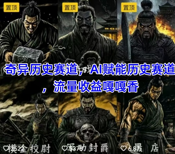 抖音奇异历史赛道，AI赋能历史赛道，流量收益嘎嘎香，狂撸伙伴计划-鑫梵淘