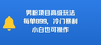 男粉项目高级玩法，每单899，冷门暴利，小白也可操作-鑫梵淘