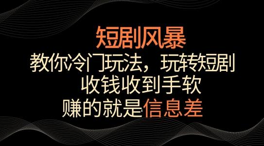 短剧风暴，教你冷门玩法，玩转短剧，收钱收到手软【揭秘】-鑫梵淘