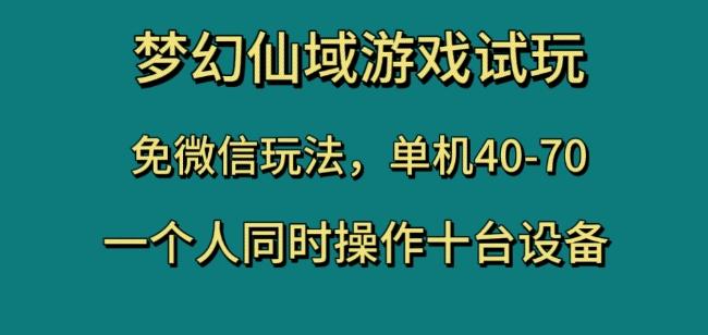 梦幻仙域游戏试玩，免微信玩法，单机40-70，一个人同时操作十台设备【揭秘】-鑫梵淘