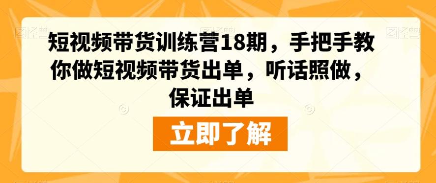 短视频带货训练营18期，手把手教你做短视频带货出单，听话照做，保证出单-鑫梵淘