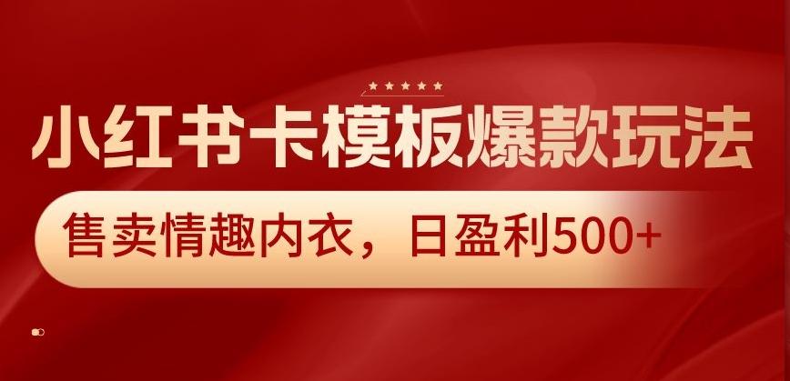小红书卡模板爆款玩法，售卖情趣内衣，日盈利500+【揭秘】-鑫梵淘
