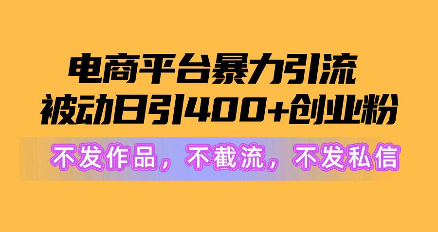 电商平台暴力引流,被动日引400+创业粉不发作品，不截流，不发私信-鑫梵淘