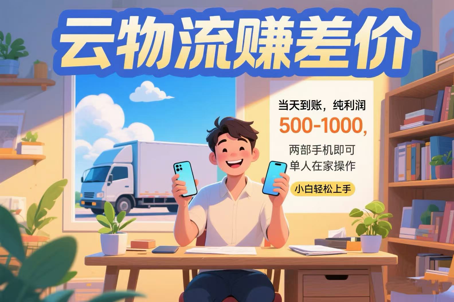 云物流赚差价 当天到账纯利润500-1000 两部手机即可 可单人在家操作 小…-鑫梵淘