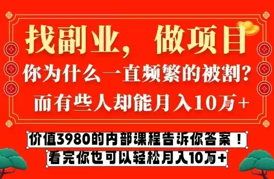 价值3980的网创内部课程，告诉你互联网创业月入10个W的秘密【揭秘】-鑫梵淘