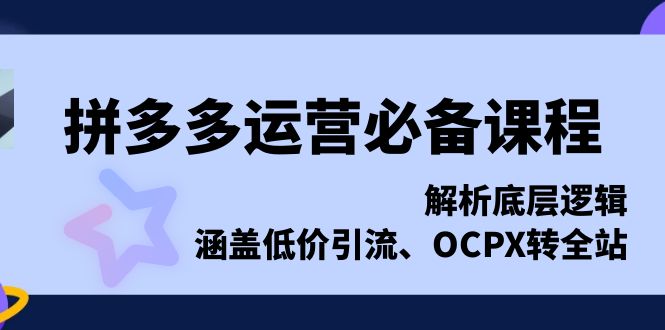 拼多多运营必备课程，解析底层逻辑，涵盖低价引流、OCPX转全站-鑫梵淘