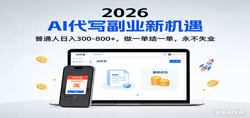 2026 副业首选！AI 代写日入 300-800，普通人0门槛，做一单结一单！-鑫梵淘