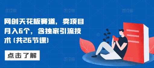 网创天花板赛道，卖项目月入6个，含独家引流技术(共26节课)-鑫梵淘